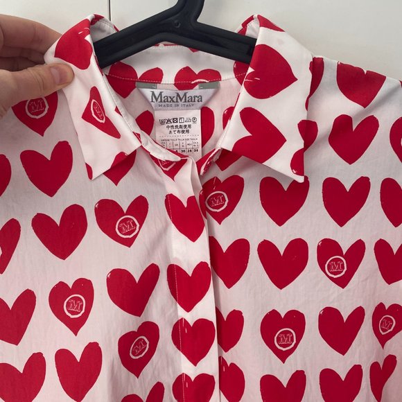MaxMara Calamo Heart Print Shirt - Picture 4 of 6